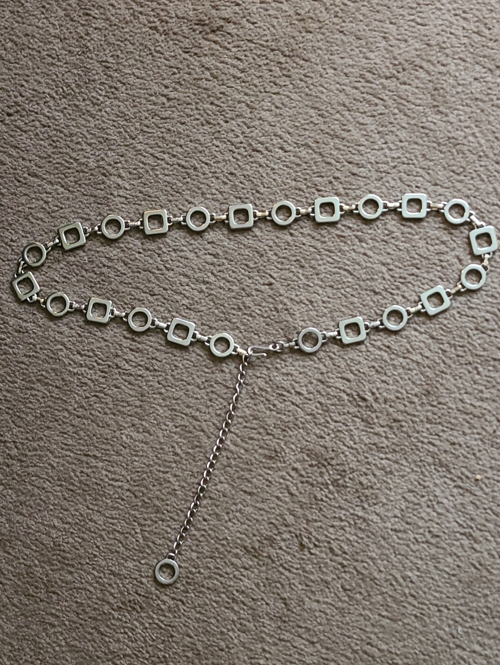Geometric Silver-Tone Chain Waist Belt